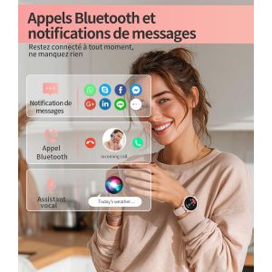 Montre Connect&eacute;e Femme Appels T&eacute;l&eacute;phonique Pour Android Ios 1,27"" Hd Rose Dor&eacute; Acier Inoxydable Smartwatch Ronde,Fr&eacute;quence Cardiaque,Moniteur De Sommeil,Podom&egrave;tre,Calories,100+ Sport Mode - Neuf