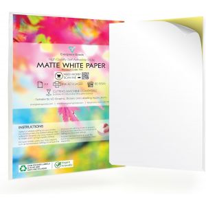 Evergreen Goods Lot De 30 Feuilles De Adhésif Papier Autocollant Blanc Mat A4|Imprimables À Jet D'encre Et Au Laser|Fabrication D'autocollants,Artisanat,Machines De Trace,Étiquettes De Produit - Neuf