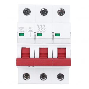 Disjoncteur miniature GYM8-C45 3 poles 400 VCA, cablage bilateral, 6 A - Neuf