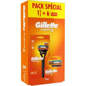 ERYI-Fusion5 Rasoir Pour Homme, 1 Manche, 6 Recharges De Lames, Avec Lubrastrip Pour Un Rasage De Près - Neuf