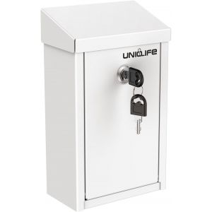 CHECARZHN--NO1-Boîte À Clés Pour L'Extérieur, Boîte À Dons En Métal Blanc Avec Serrure À Clé, Boîte À Suggestions Sûre, Boîte Aux Lettres Murale Avec Fente Supérieure, Boîte À Monnaie En Acier Pour L - Neuf