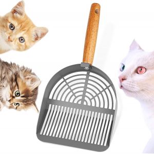 Shiliu-Pelle Litiere Chat Metal, Pelle À Litière En Acier Inoxydable, Pelle À Chat En Métal, Pelle À Litière Avec Manche En Bois Po[ - Neuf