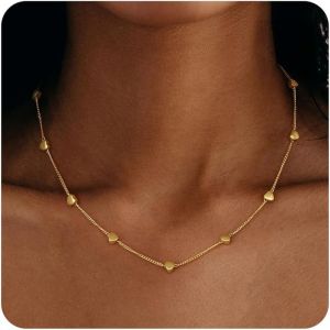Kal-Collier Femme Or Plaqué Or 18k Chaine/C?ur/Boule/Disque/Perle Collier Ras Du Cou Fine Chaîne Or/Argent Bijoux Femme - Neuf
