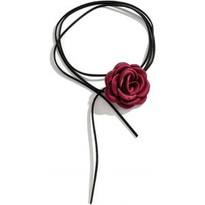 Kales-Collier Fleur Femme Vintage,Collier Fleur Boho Collier Rose Tissu Réglable Pour Femmes Filles Mariée Mariage Fête Anniversaire,Collier De Fleurs De Roses Séchées Faites À La Main De Forme - Neuf