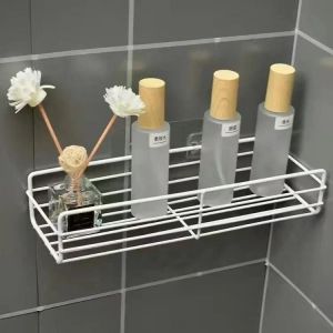 Étagère De Salle De Bain,Étagères De Rangement D'Angle Murales,Porte-Shampooing,Support Cosmétique,Panier De Vidange De Douche En Fer,Organisateur De Salle De Bain.1Pc Rectangle White. - Neuf