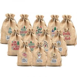 Un Ensemble De 22pcs 13cm*18cm De No&euml;l De Jute Sacs En Toile De Jute, Le No&euml;l Jut - Neuf