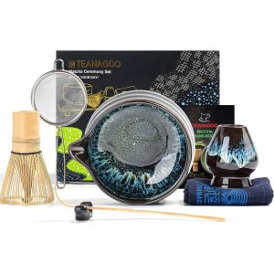 Set De C&eacute;r&eacute;monie Matcha 7 Pi&egrave;ces En C&eacute;ramique Et Bambou - Neuf