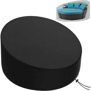 Ulteronixshop-Housse De Protection Canap&eacute; Lit Rond Avec Bandouli&egrave;re & Manipuler, Housse Lit De Jardin Imperm&eacute;able, Housse Bain De Soleil Rond En Oxford 210d, Anti-Vent - Noir (190 * 90-50 Cm) - Neuf