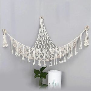 Boho Peluche Jouet Hamac Peluche Animal Décor Mural Net Macramé Créatif Jouet Net Holder Coin Suspendu Maille Doux Rangement Organisateur - Neuf