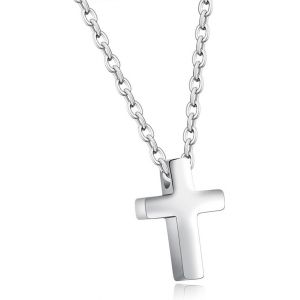 Trahoo-Chaîne En Forme De Croix Pour Femme - Petite Chaîne En Argent Avec Pendentif En Forme De Croix - En Acier Inoxydable - Avec Pendentif En Forme De Croix - Mini Chaîne En Argent Avec Bijoux - Bo - Neuf