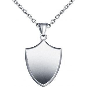 Kal-Collier Pendentif Bouclier En Acier Inoxydable Pour Hommes Créatif Pendentif Amulette Bijoux Fantaisie Adolescents Décoration - Neuf