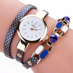 Lot De 2 Montres &Agrave; Quartz Pour Femme Avec Bracelet En Cuir - Cadran Bleu - Neuf