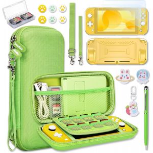 KAL-&Eacute;tui Switch Lite - Accessoires Pour Ns Switch Lite 17 En 1 Avec Etui De Transport Switch Lite, Etui De Jeu Switch, Protection D'Ecran Switch Lite, Support Switch(Avocat Vert) - Neuf
