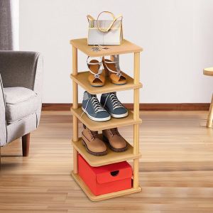 Kgabery-Étagère À Chaussures Étagère À Chaussuresà À 5 Niveaux Étagère À Chaussures En Bois Organisateur De Porte-Chaussures Peu Encombrant Pour Salon,Couloir,Salle De Bain (Brun) - Neuf