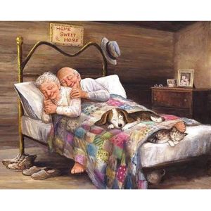 Ayuhr-5d Diamond Painting Diy Kits Amour De Couple, Chien De Lit Broderie Diamant Kits De Broderie Au Point De Croix Strass Rond Résine Peinture Décor À La Maison, (30x40 Cm) - Neuf