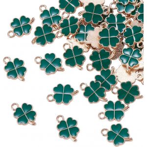 Kal-Lot De 100 Mini Breloques Trèfle À Quatre Feuilles En Émail Doré Clair Pour La Fabrication De Bijoux De La Saint-Patrick - Neuf