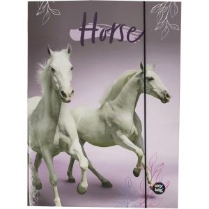 KALANKA-Boîte de classement stable pour enfant - Classeur pour cartable - Dossier avec élastique et rabat intérieur DIN A4 - Pour fille (cheval) - Neuf
