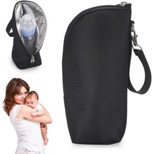 Insulated Bag For Baby Bottle,Portable And Universal,Breast Milk Bag,Cooler Bag,Baby Bottle Warmer,Breast Milk Bottle,Thermos Bottle,Baby Bottle Tote With Zip (Black) - Neuf