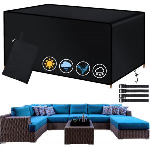 Letnerny-Housse Salon De Jardin Exterieur, 180&iexcl;&Aacute;120&iexcl;&Aacute;74cm 420d Oxford Housse Table De Jardin Rectangulaire, Noir Bache Table Exterieur Pour Tous Les Temps, Pour Table, Cha Et Canap&iquest;&iquest; - Neuf