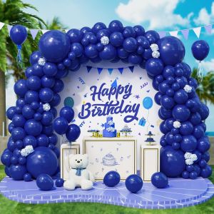SJZG-143 Pcs Ballons Bleu Marine Ballons En Latex Diff&eacute;rentes Tailles Kit De Guirlande Ballon Bleu Fonc&eacute; Avec Ruban Pour Femmes Gar&ccedil;ons Filles F&ecirc;te D'Anniversaire Mariage Remise De Dipl&ocirc;mes D&eacute;cor - Neuf