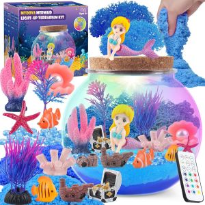 La Sir&egrave;ne Bricolage Terrarium Craft Set Avec Minuterie T&eacute;l&eacute;commande Et Lumi&egrave;res Color&eacute;es, Veilleuse Diy Kids, Ensemble &Eacute;ducatif Artisanat, Cadeau Fille Pour Enfants - Neuf