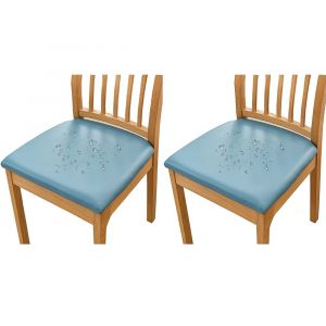 Housse de chaise extensible en cuir PU (lot de 2) imperm&eacute;able et r&eacute;sistante &agrave; l'huile, protection pour chaise de salle &agrave; manger - Neuf
