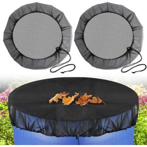 CHECARZHN--NO1-2 Pièces Filet Pour Citerne De Pluie, 100 Cm Réglable Filet De Protection, Housse Pour Tonneau De Pluie Avec Cordon, Filet Recuperateur Eau, Ction Contre Les Moustiques Et Les Feuilles - Neuf