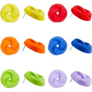 Kal-6 Paire Clou Boucles D'oreilles Noeud Amour 6 Couleurs Boucles D'oreilles &Agrave; Noeud Acrylique Boucles D'oreilles &Agrave; Noeud Torsad&eacute; Jolies Boucles D'oreilles Bonbon Boucles D'oreilles Pour Femmes - Neuf