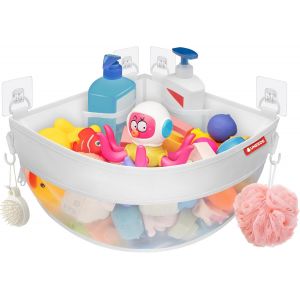Cap-Rangement Jouet Bain Pour Le Mur D'angle, Organisateur De Salle De Bain Pour Jouets De Bain Pour Bébé 16,35 L, Plateau De Jouets De Bain Pour Organisateur Et Rangement De Jouets De Baignoire - Neuf