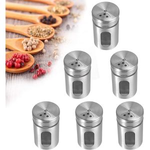 Tianyi-6 Pcs Pots À Épices En Acier Inoxydable,Organisateur D'épices,Boite De Rangement Cuisine Avec Couvercle Pivotant,Boîtes À Épices De Stockage Pour Sel Poivre Herbes Bbq Cuisine Assaisonnements - Neuf