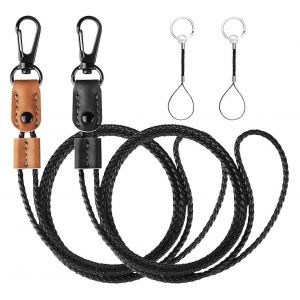 2 Pcs Tress&eacute; En Cuir Badge Lani&egrave;res Pour Id Badges D&eacute;tenteurs Cl&eacute;s Long Sangle Cou Longe Porte-Cl&eacute;s Fo - Neuf