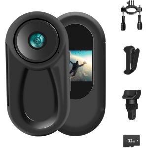 Mevronisshop-Cam&eacute;ra D'action 360 &deg; 1080p Magn&eacute;tique De Poche Pour Le Pouce Grand Angle 120&deg; Pour Moto Bodycam Prise En Charge De La Vision Nocturne - Neuf