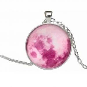 Collier Pendentif Rond En Fer Rose Delicat, Brillant Dans Le Noir, Pour Femmes Et Hommes - Neuf