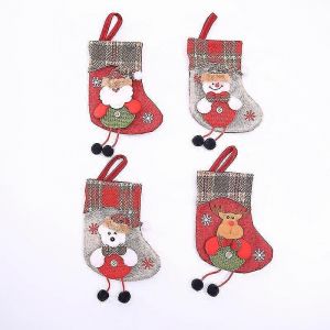 Décorations de bas de Noël,paquet de 4 bas de Noël mignons pour les vacances de Noël - Neuf
