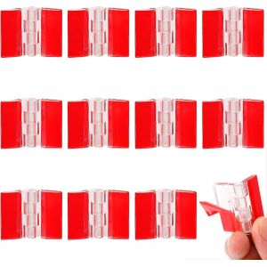 Lot de 12 petites charni&egrave;res de placard autocollantes en acrylique transparent - 35 x 25 mm - Charni&egrave;re pliante pour piano - Outils pour armoire, meubles, bricolage, pr&eacute;sentoir, bo&icirc;te - Neuf