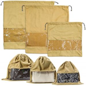 KALANKA-Lot de 3 sacs &agrave; poussi&egrave;re pour sacs &agrave; main et sacs &agrave; main, sac de protection en velours avec cordon de serrage et fen&ecirc;tre transparente, sacs &agrave; main &agrave; chaussures, sacs &agrave; main pour rangement - Neuf