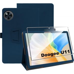 Coque pour Tablette pour Tablette Doogee U11/ U11 Pro (11 inch Mod&iquest;&iquest;le 2025),Case Protection Housse Premium PU, Fin ?tui avec Verre Tremp&iquest;&iquest; avec Fonction Support, Bleu Marine - Neuf