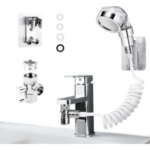 Kit Douchette WCPulv&eacute;risateur de toilette pour bidet Kit de Bidet de Toilette avec Tuyau et Crochet Portable Kit Hygiene WC Flexible Kit de Douche &agrave; Main pour Salle de Bain1 Pi&egrave;ces - Neuf
