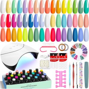 Tianyi-Kit Vernis Semi Permanent Complet 42 Pi&egrave;ces Avec Lampe U V 24 Couleurs Kit Ongle Gel U V Complet Avec Outils De Manucure Cadeaux Pour Femmes Bricolage &Agrave; La Maison - Neuf