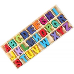 Mevronisshop-130 Pi&egrave;ces Lettres En Bois, Lettres Majuscules En Bois Avec Plateau De Rangement, Lettres De L'alphabet En Bois Pour Diy D&eacute;coration L'&eacute;cole Loisirs Cr&eacute;atifs (Color&eacute;) - Neuf