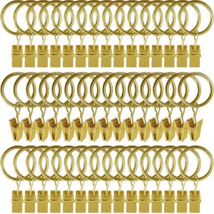 44 Pack Métal Anneaux de Rideau avec des Clips, Rideau de Clips, Rideau de Clips avec des Anneaux, de 2,5 cm de Diamètre Intérieur des Anneaux de Rideau, s'Adapte Diamètre 16mm Rideaux - Neuf