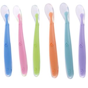 Cuillère En Silicone Pour Bébé, Lot De 6 Cuillères En Silicone, Cuillère Souple Pour Bébé, 4 Couleurs, Pour Bébés De Plus D'un Mois - Neuf