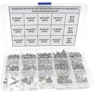 Acier inoxydable Phillips Pan Head Vis à métaux Écrous Kit d'assortiment pour les projets de bricolage - Neuf