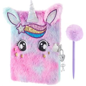 Peluche Licorne Ensemble De Cahier-Journal Licorne &Agrave; Paillettes Pour Filles Enfants Cadeau Broderie &Eacute;cole A5 Secret Doubl&eacute; Bloc-Notes Stylos &Agrave; Bille Ruban Adh&eacute;sif Avec Serrures Et Cl&eacute; - Neuf