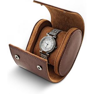 Kal-Boite A Montre, Pu Cuir Hommes Et Femmes Boite Rangement Montre, Portable Rangement Montre, Etui Montre Voyage Avec Oreiller Amovible(Marron) - Neuf