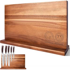 Checarzhn--No1-Bloc À Couteaux Magnétique Extra Large En Bois D'acacia Avec Bande Magnétique Solide Pour Couteaux De Cuisine, Organ Ur D'outils Sans Perçage - Neuf