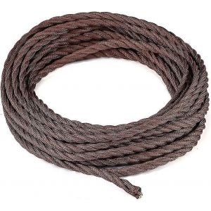 10 Mètres 3 Noyau Marron Tressé Câble Électrique Vintage Antique Tissu Recouvert De Tissu Fil Électrique Torsadé Pour Bricolage Industriel Pendentif 1pcs Br - Neuf