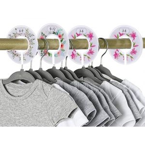 Ensemble de cintres ronds et s&eacute;parateurs pour v&ecirc;tements de b&eacute;b&eacute; - 2 ensembles de 6 s&eacute;parateurs de taille (0-24 mois) - Neuf