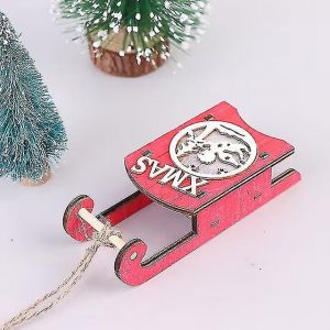 Tra&icirc;neau De Bois Combinaison Pendentif Cadeau De D&eacute;coration D'Arbre De No&euml;l Petit Pendentif Arbre De No&euml;l - Neuf