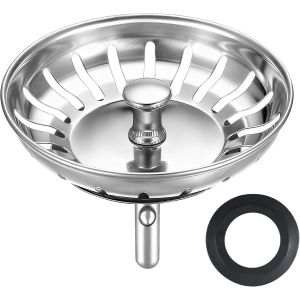 JGD-Bouchon evier Cuisine 82mm - Filtre evier Cuisine - Bonde evier Cuisine INOX,2 Joints de Rechange Originaux pour &eacute;vier de Cuisine - Neuf